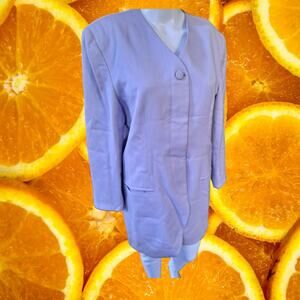 Zapa Mellow D1 Lavender‎ Long Covered Button 100% Wool Blazer